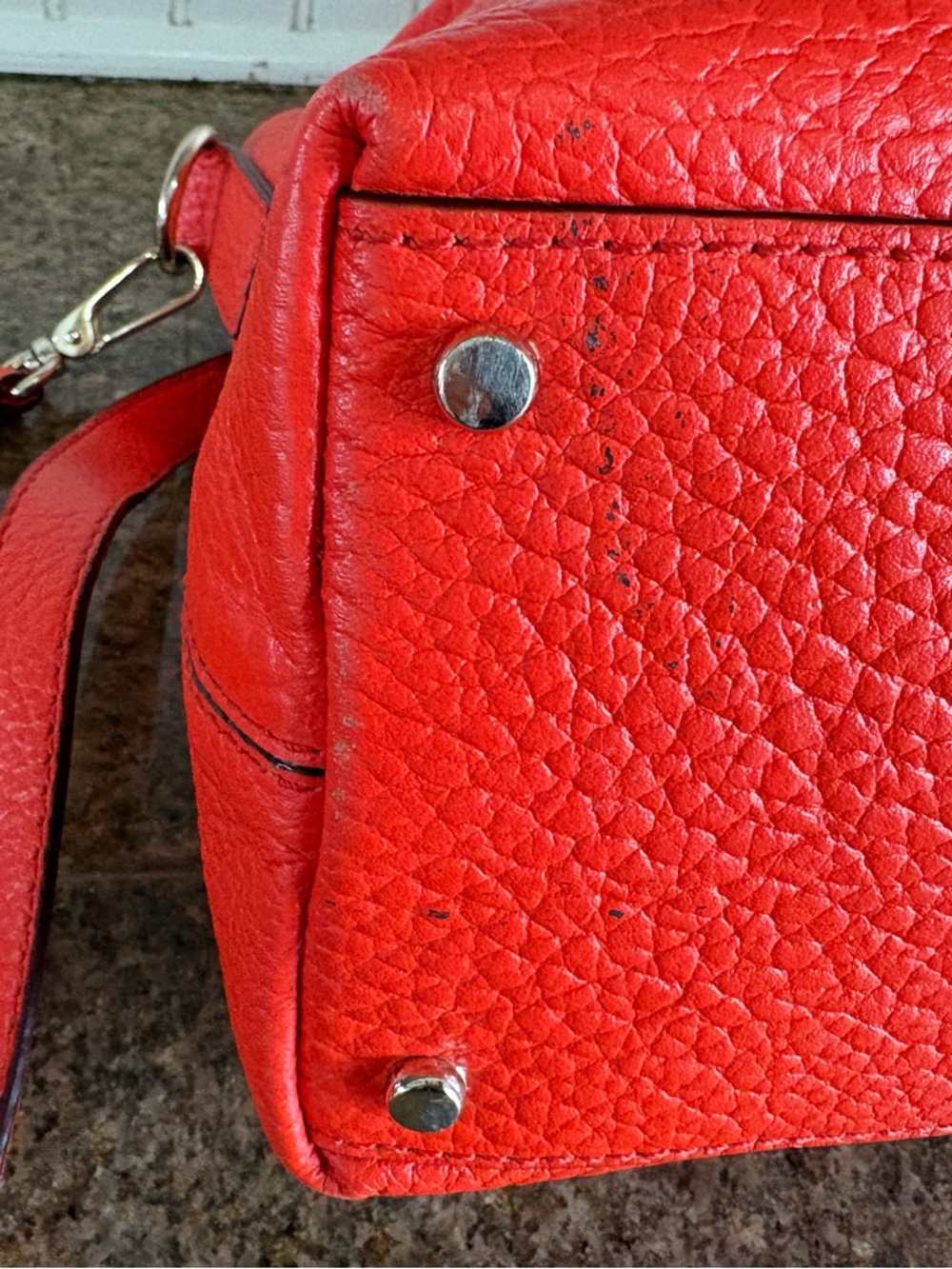 kate spade Orange Pebbled Leather Shoulder Bag with Tassel - Picture 7 of 10